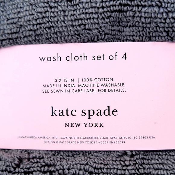 Kate Spade New York set of 4 grey wash cloths - Picture 2 of 5